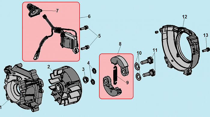 3 СЦЕПЛЕНИЕ - МАХОВИК - МАГНЕТО ТРИММЕР CHAMPION Т523