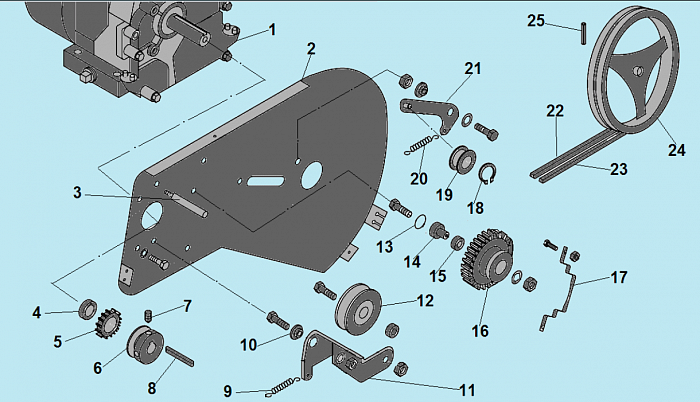 1 РЕМЕНЬ - ШКИВ - ДВИГАТЕЛЬ КУЛЬТИВАТОР CHAMPION ВC6712
