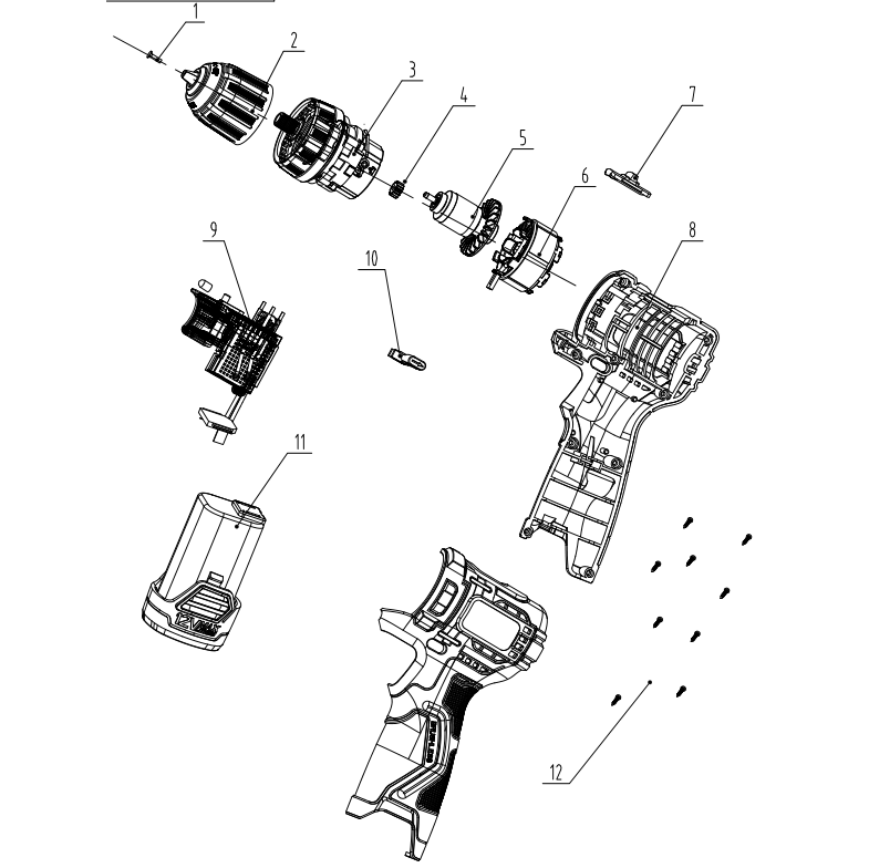 Бесщеточная дрель-шуруповерт, 2 АКБ (2 Ач), в кейсе CDB-120-2