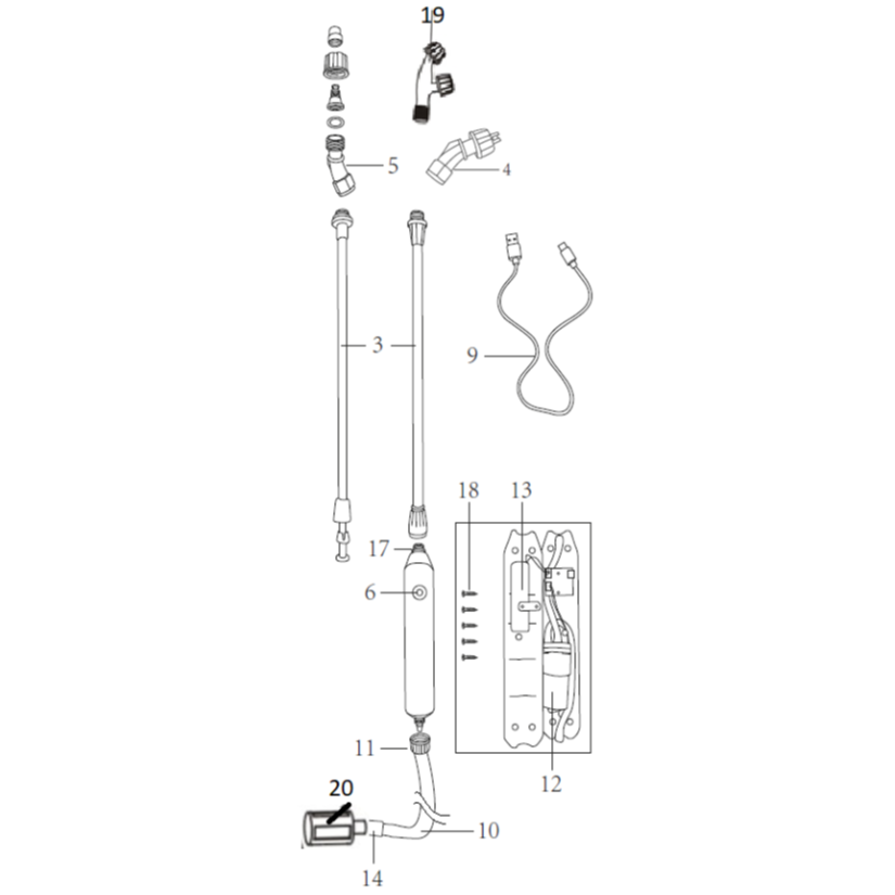 Опрыскиватель аккумуляторный Li-Ion, без бака ОПЛ-Ш